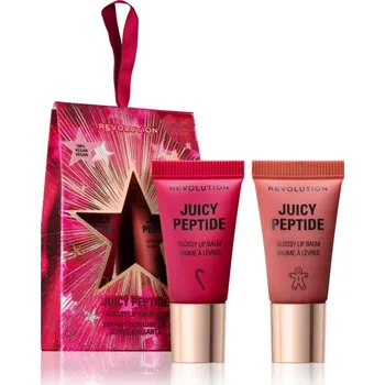 Péče o rty Revolution Makeup set Makeup Revolution Xmas 2025 Juicy Peptide balzám na rty s peptidy 4,5 ml + Makeup Revolution Xmas 2025 Juicy Peptide balzám na rty s peptidy 4,5 ml