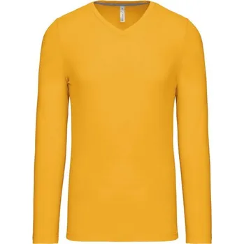 KARIBAN VINTAGE V-NECK K358 / Pánské tričko s dlouhým rukávem - yellow XXXL