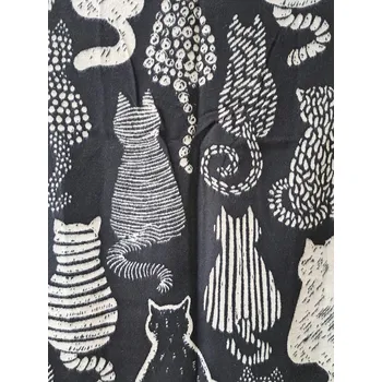 Šála Dámská Elegantní šála kašmír motiv kočky černá