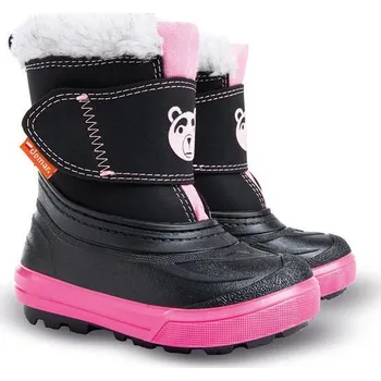 Chlapecká zimní obuv Dětské zimní sněhulky DEMAR-BEAR - růžová medvěd - 20/21