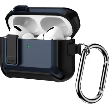 Pouzdro na mobilní telefon Super odolný obal s karabinou pro AirPods Pro 3 - tmavě modrý