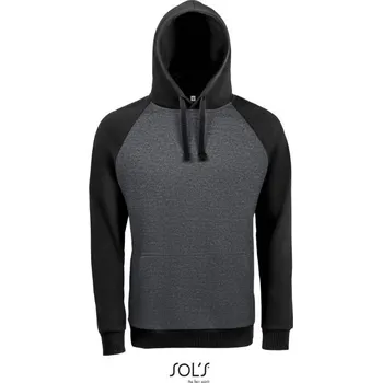 Pánská mikina SOL´S SEATTLE / Unisex 2-barevná raglánová mikina s kapucí - charcoal melange/black XL