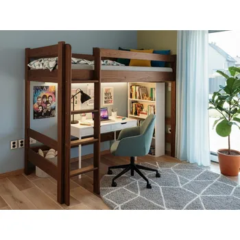 Dětská postel Patrová postel horní spaní Max - borovice Rozměr: 80x200, Odstín: Ořech