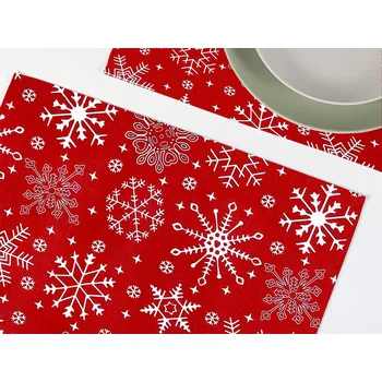 prostírání Dreamy Linens Vánoční prostírání bavlněné, červené Vločky Rozměry: 35 x 45 cm Dreamy Linens