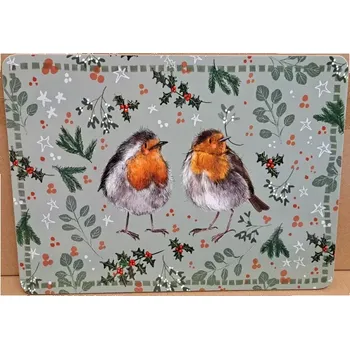 prostírání Korkové vánoční prostírání Robins - Alex Clark, 29 x 21,5 cm (Prostírání ptáčci, ptáček, Christmas)