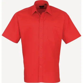 Pánská košile PREMIER PR 202 / Pánská popelínová košile s krátkým rukávem - strawberry red 42