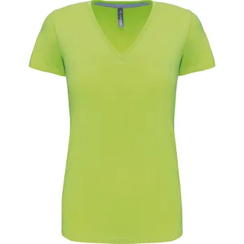 KARIBAN VINTAGE V-NECK K381 / Dámské tričko s krátkým rukávem - lime M