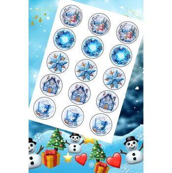 Jedlá dekorace na dort Cukrárna VeHa s.r.o. Fondánový list s výřezem: Zimní mix – 15 koleček (⌀ 5 cm)