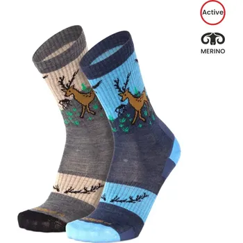 Pánské termo ponožky BESKYD DEER veselé merino ponožky Moose