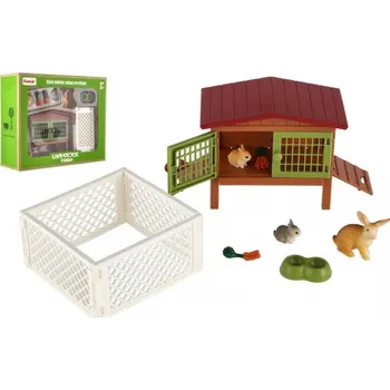 Teddies Králíkárna s výběhem plast s doplňky v krabici 23x19x8cm