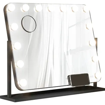 HOMCOM Kosmetické zrcadlo se 3 světelnými LED režimy, velké 505-018V90BK