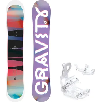 Snowboard Gravity snowboards Snowboard komplet Gravity Trinity 25/26 + vázání RAVEN Fastec FT360 White Velikost: 154 cm, Velikost vázání: M