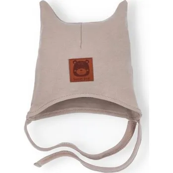 Kojenecké oblečení NINI Čepička zavazovací Méďa Pilot SVĚTLE HNĚDÁ - 38 (38-42cm)