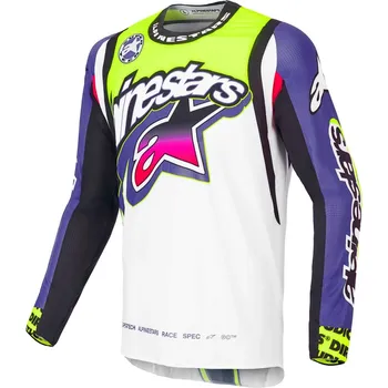 Moto dres Dres supertech sx limitovaná edice dirt studios, alpinestars (bílá/fialová/růžová/žlutá fluo, vel. s)