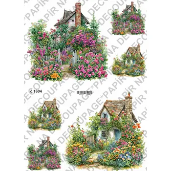 Umělecký papír Rýžový a soft papír na decoupage - Zahrádka - KB01694 Materiál: Soft, Rozměr: A4