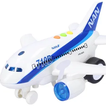 autíčko Letadlo osobní bílo-modré na setrvačník na baterie Světlo Zvuk