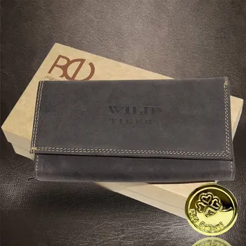 Peněženka Tvujoriginal Dámská hnědá kožená peněženka TIGER Leather s monogramem Hnědá