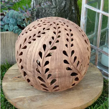 Zahradní dekorace Keramická koule na svíčku s větvičkou 20 cm mix barev Motiv: tmavá