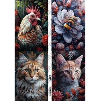 Umělecký papír Rýžový a soft papír na decoupage - Animal zvířata - KB3414 Materiál: Soft, Rozměr: A4