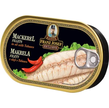 paštika a pomazánka CZ distribuce FRANZ JOSEF KAISER Makrela filety v oleji s tabasco 170 g