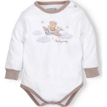 Kojenecký body NINI Body dlouhý rukáv Méďa Pilot SMETANOVÉ - 80