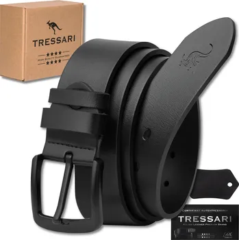 Opasek Camerazar Pásek pánský kožený do kalhot TRESSARI 115 cm 100% přírodní kůže černý