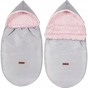 Fusak Dětský fusak s kapucí BABYMAM Soft Nature - světle šedý melange/růžová minky
