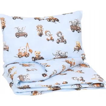 Povlečení Dětské bavlněné povlečení do postýlky 120x90 cm BABYMAM PREMIUM - Závody zvířátek