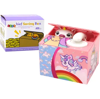 Hračka pro nejmenší Mamido Pokladnička Jednorožec růžový s melodií - Učení spoření