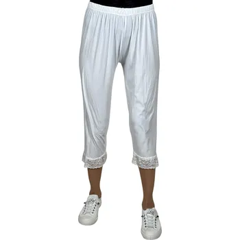 Dámské legíny Elevek Dámské nadměrné 3/4 legíny s krajkou MARKETA Barva: Bílá, Velikost: XL-2XL