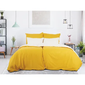 Povlečení Povlečení Double face hořčičná/kávová 140x200 cm a 70x90 cm