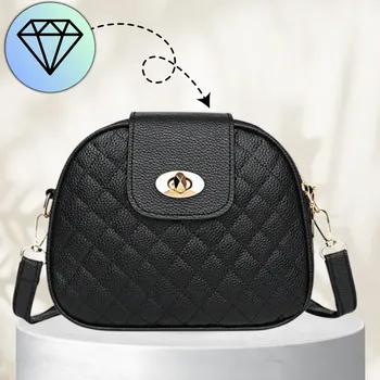 Kabelka Camerazar Připevněná černá pikovaná kožená taška na rameno malých rozměrů