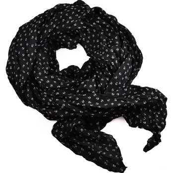 Šála Šála bavlněná Classic - černá s kotvami