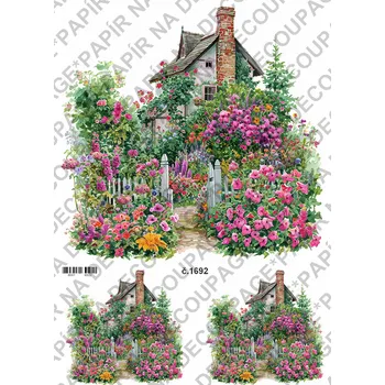 Umělecký papír Rýžový a soft papír na decoupage - Zahrádka - KB01692 Materiál: Soft, Rozměr: A4