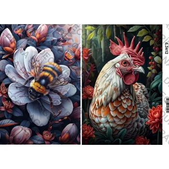 Umělecký papír Rýžový a soft papír na decoupage - Animal zvířata - KB3412 Materiál: Soft, Rozměr: A4