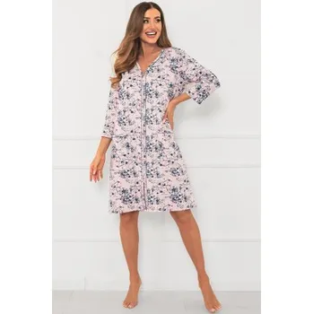 Dámská noční košile Noční bavlněná košile Italian Fashion Lacenta - propínací Světle růžová 2XL