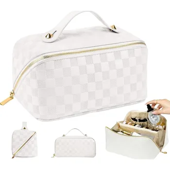 Kosmetická taška Camerazar Světlá elegantní kosmetická taštička z ekokůže