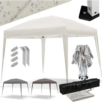 Zahradní stan Levný skládací nůžkový párty stan s kovovou konstrukcí 3x3 m, béžový