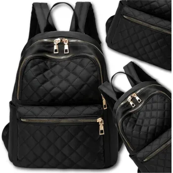 Městský batoh Camerazar Dámský elegantní černý batoh se zlatými detaily