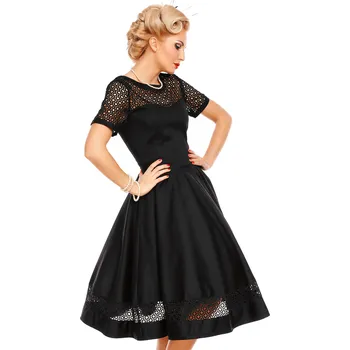 Dámské šaty Dolly & Dotty retro šaty Tess - Black Velikost: 6XL (UK 26)