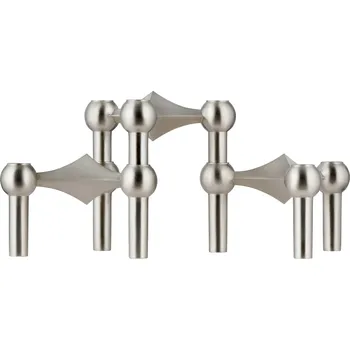 Svícen Modulární kovový svícen STOFF Nagel "Brushed Chrome" - set 3 ks