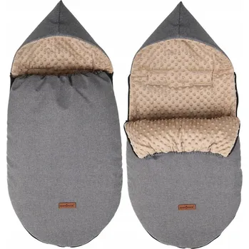 Fusak Dětský fusak s kapucí BABYMAM Soft Nature - tmavě šedý melange/béžová minky