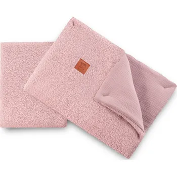 Příslušenství pro přepravu dětí Inf Komplet do kočárku Lamb bouclé s mušelínem - starorůžová