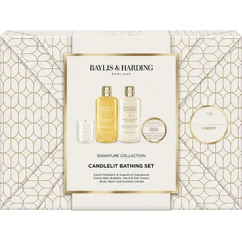 Kosmetická sada Baylis&Harding Mandarin&Grapefruit, dárkový set se svíčkou, 4dílný BH25MGLUXCAND