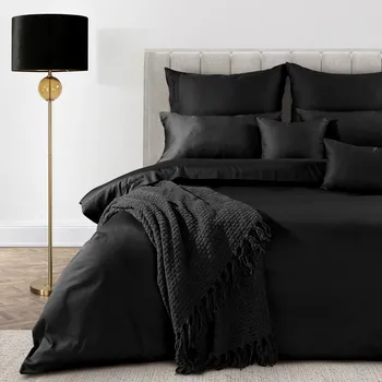 Povlečení MAKOSATENOVÉ POVLEČENÍ EVA MINGE ELEGANT1B 200X220 CM, 2 KS 70X80 CM ČERNÉ