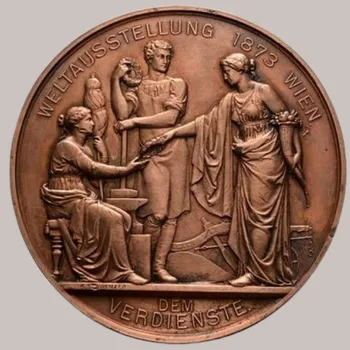 Světová výstava ve Vídni 1873 – bronzová medaile „Dem Verdienst“ s portrétem Františka Josefa I.