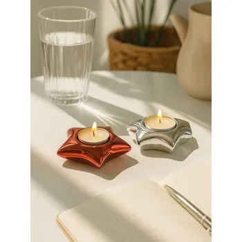 Vánoční dekorace Sinsay - Sada vánočních keramických svícnů ve tvaru hvězdy a vánočního stromku, 2 ks - vícebarevná - 760FQ-MLC - 760FQ-MLC-ONE