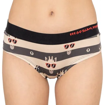Kalhotky Dámské kalhotky 69SLAM boxer bamboo giraffe stripes XL