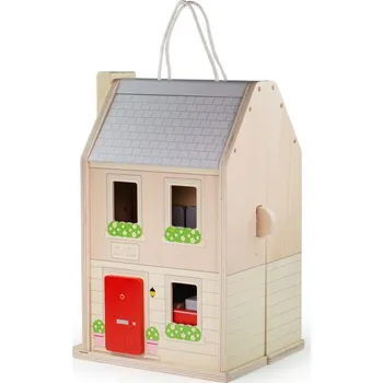 Domeček pro panenku Bigjigs Toys Rozkládací domeček s příslušenstvím