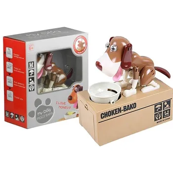 Modelovací hmota LEAN Toys Psí prasátko robotické mince žvýkací hračka pokladnička bronzová